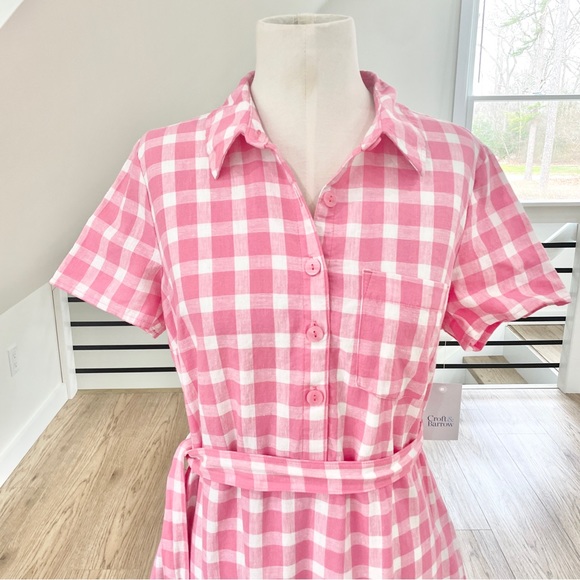 NWT S M L XL Barbie, pink and white collared dress with pockets - Picture 10 of 10